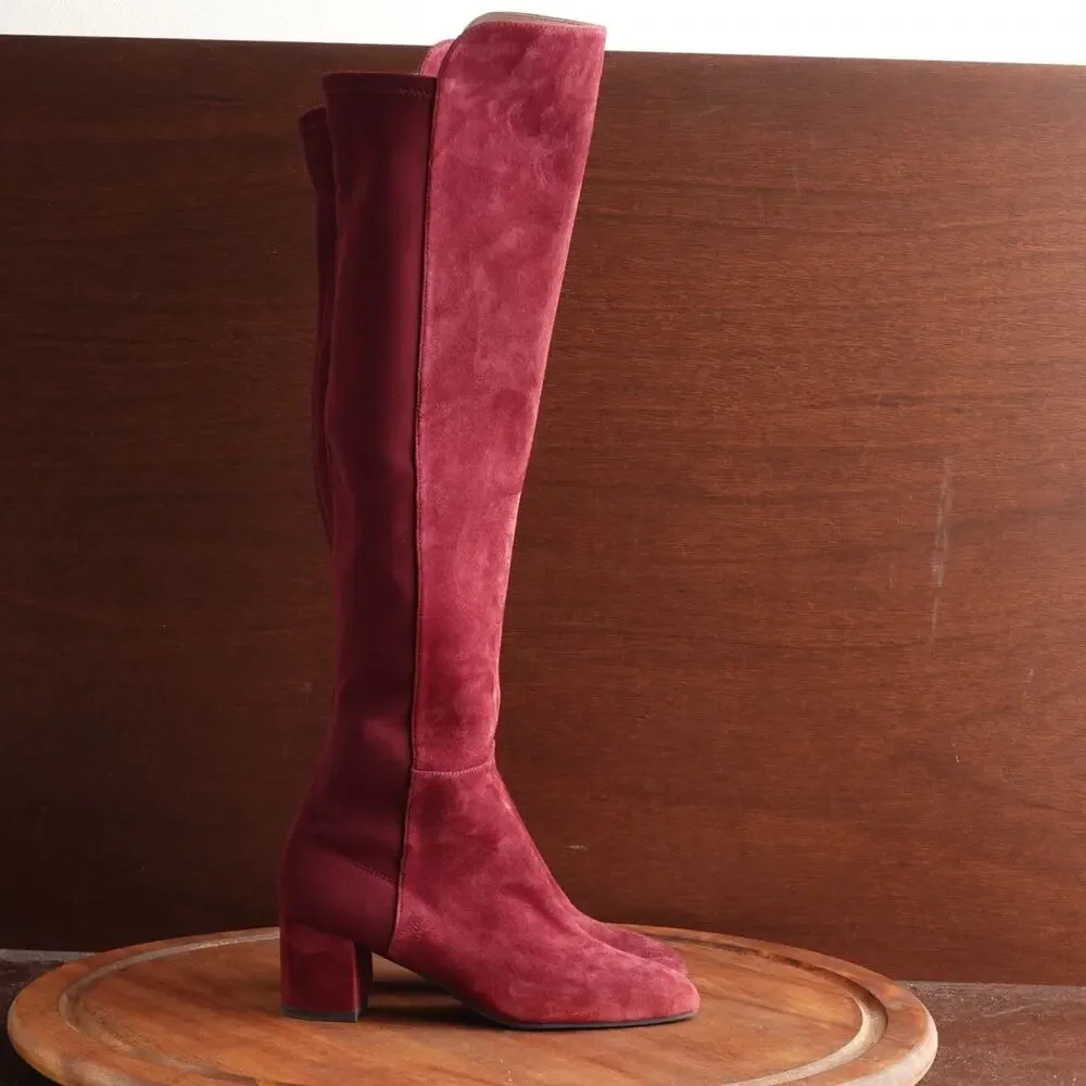 Stuart Weitzman Boots WMS SZ 5.5B Burgundy Gillian‎ 60 City Over The Knee Suede